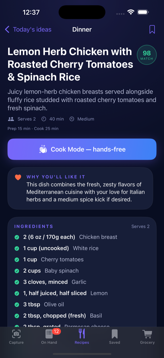 A recipe with exact amounts and tips